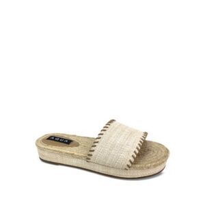 AQUA Womens Beige Contrast Whip-Open Platform Slip On Slide Sandals Shoes 10 B